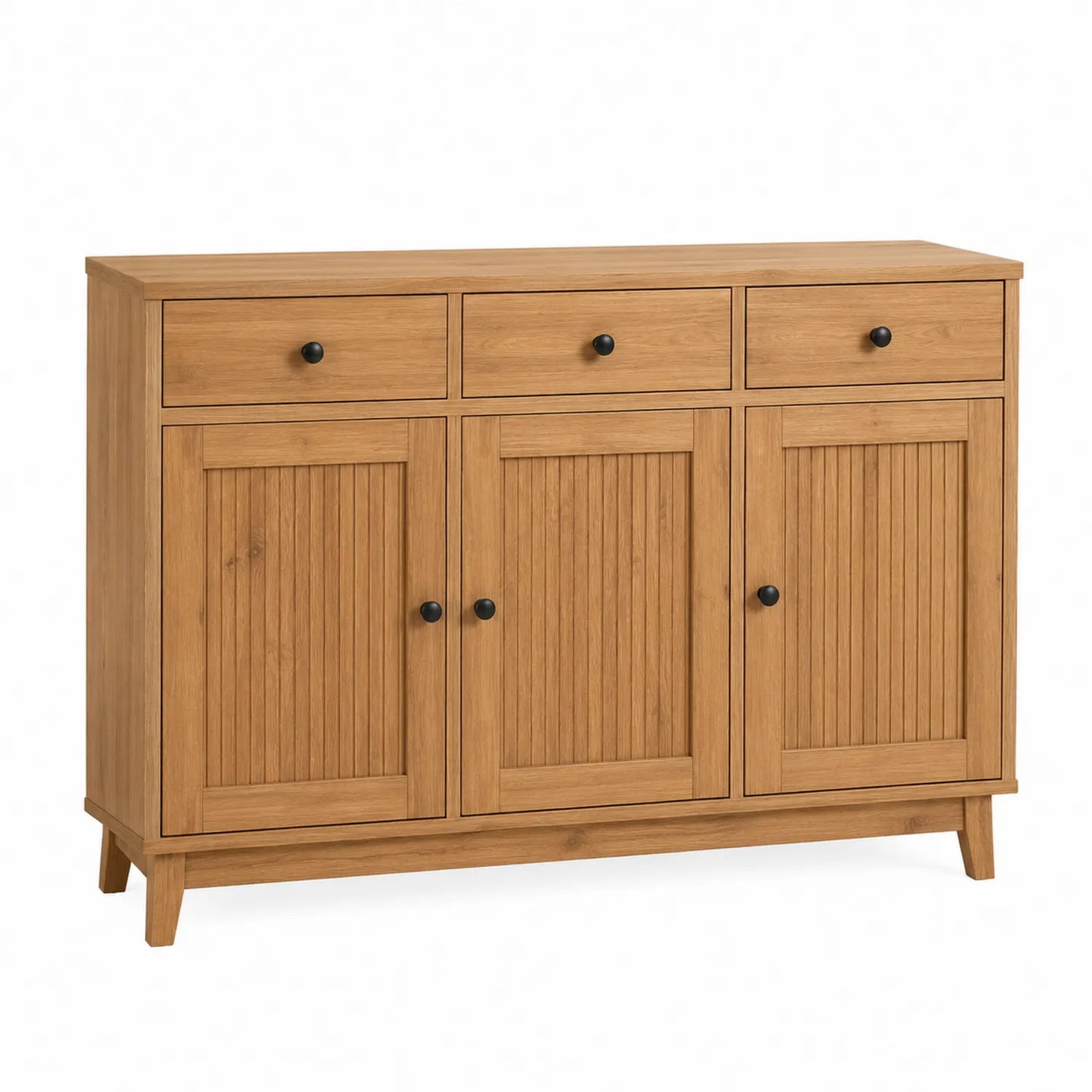 Holz-Sideboard mit drei Türen und drei Schubladen Natur