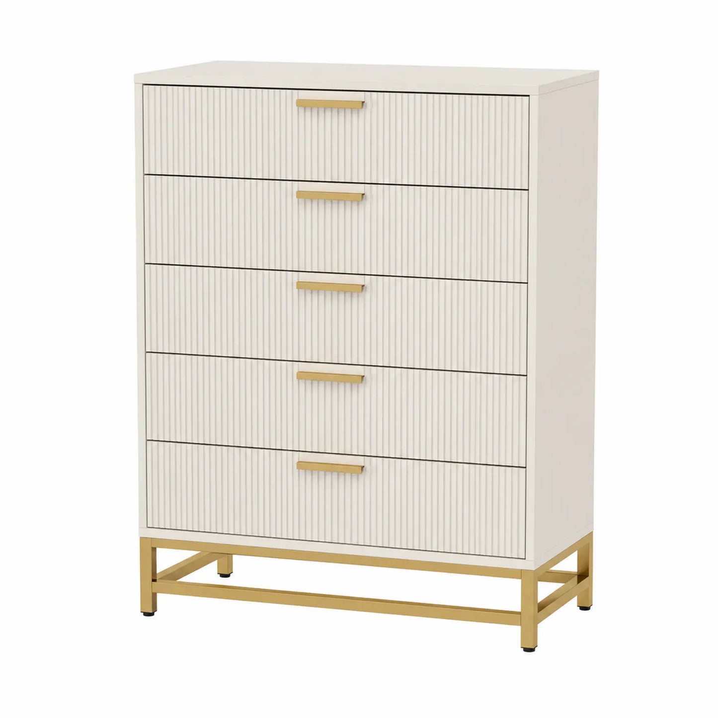 Kommode MDF Stahl Beine Beige 90x40x120cm