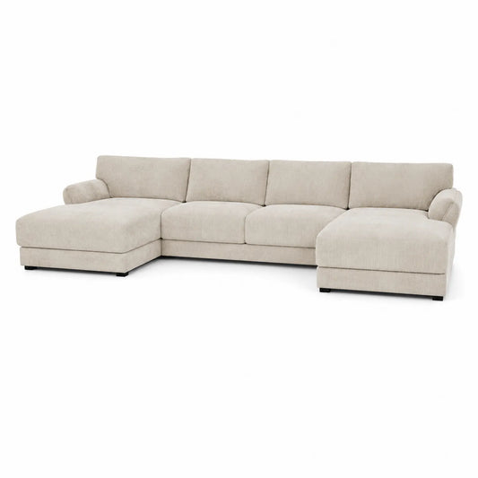 Ecksofa mit Stoff Beige 272x193x85 cm