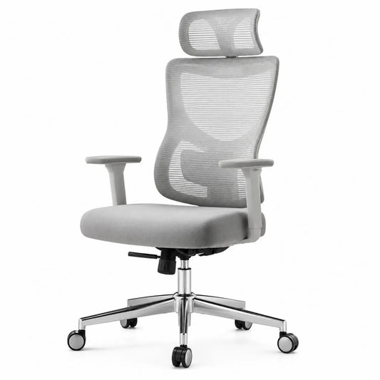 Ergonomischer Bürostuhl mit Mesh-Rückenlehne Grau Aluminium