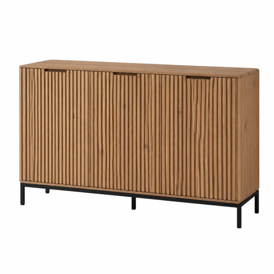 Sideboard Eiche Massivholz mit Metallgestell Braun 120cm