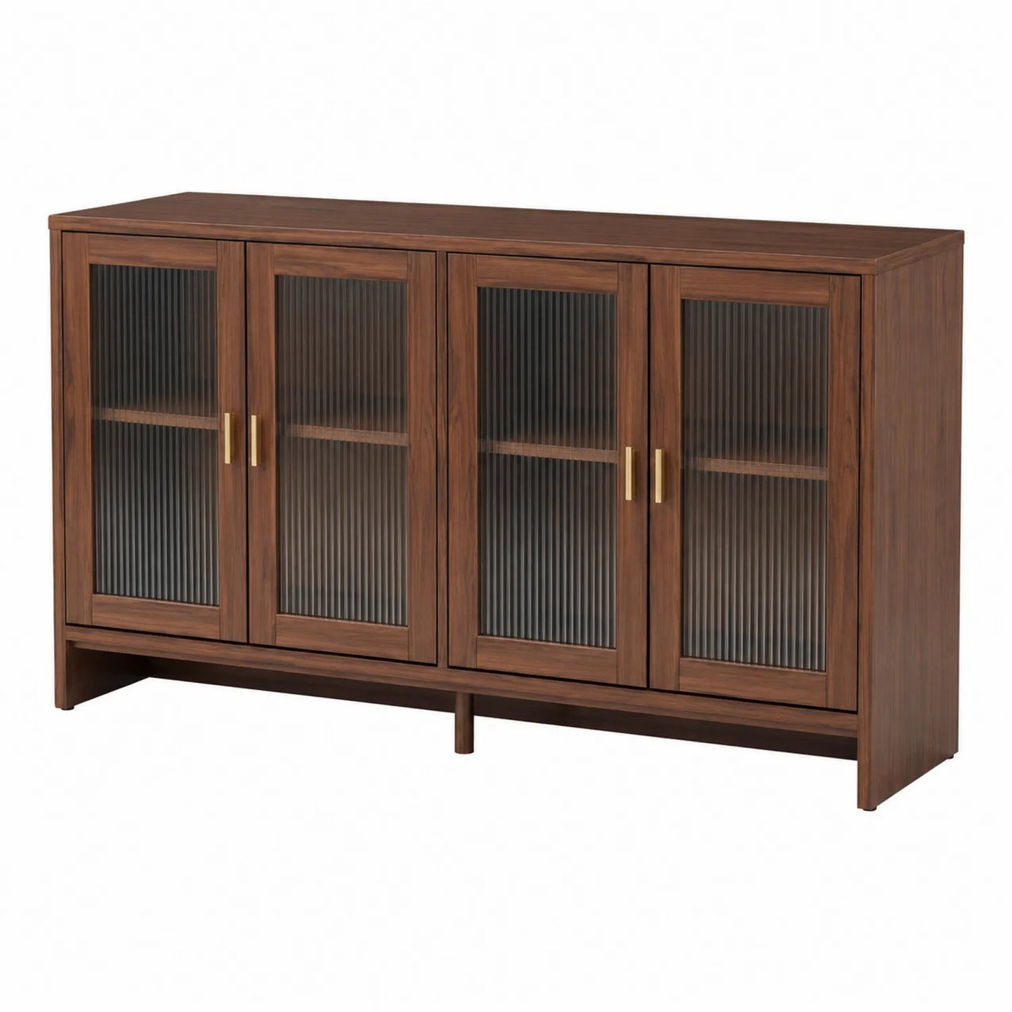 Sideboard Holz Gehärtetes Glas 4 Türen Braun