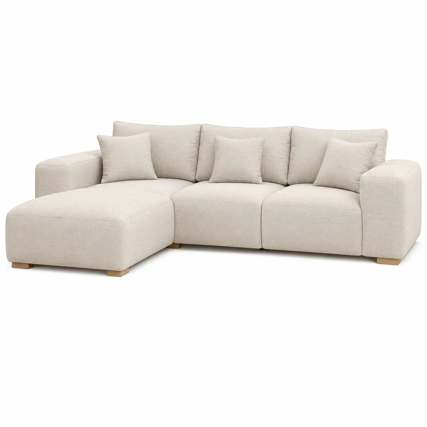 Ecksofa aus Polyestergewebe Beige 250x160x80 cm
