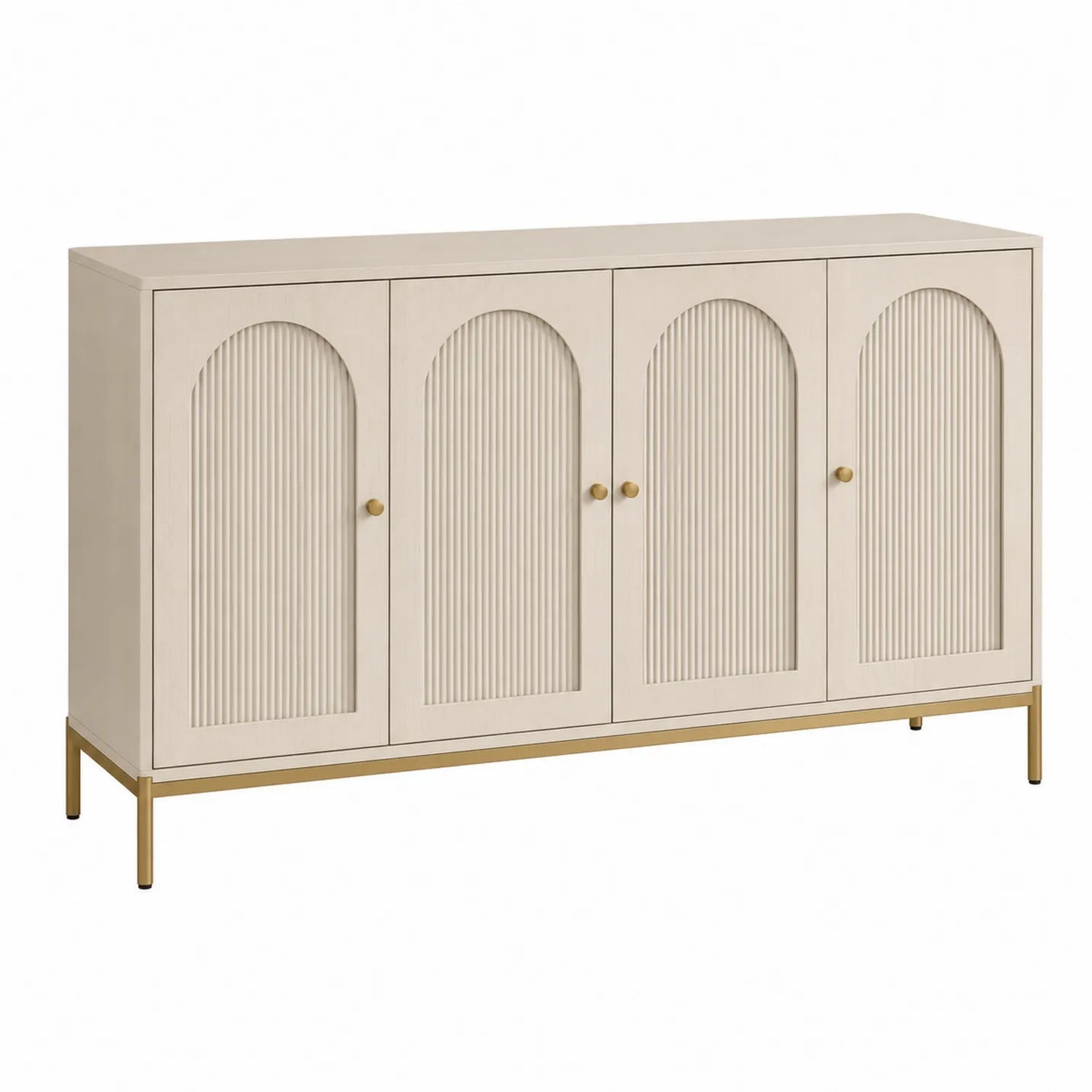 Sideboard Holz Weiß mit Metallbeinen 4-Türig
