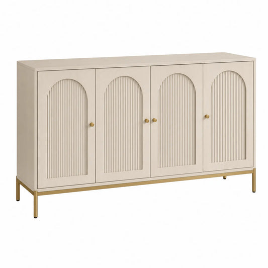 Sideboard Holz Weiß mit Metallbeinen 4-Türig