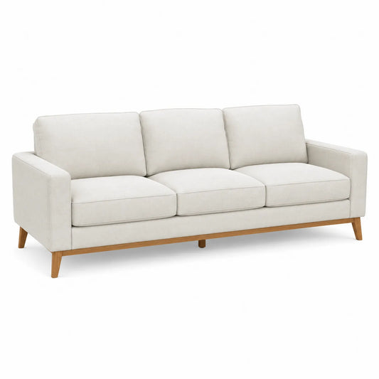 3-Sitzer Sofa Stoff Beige mit Holzbeinen 220 cm