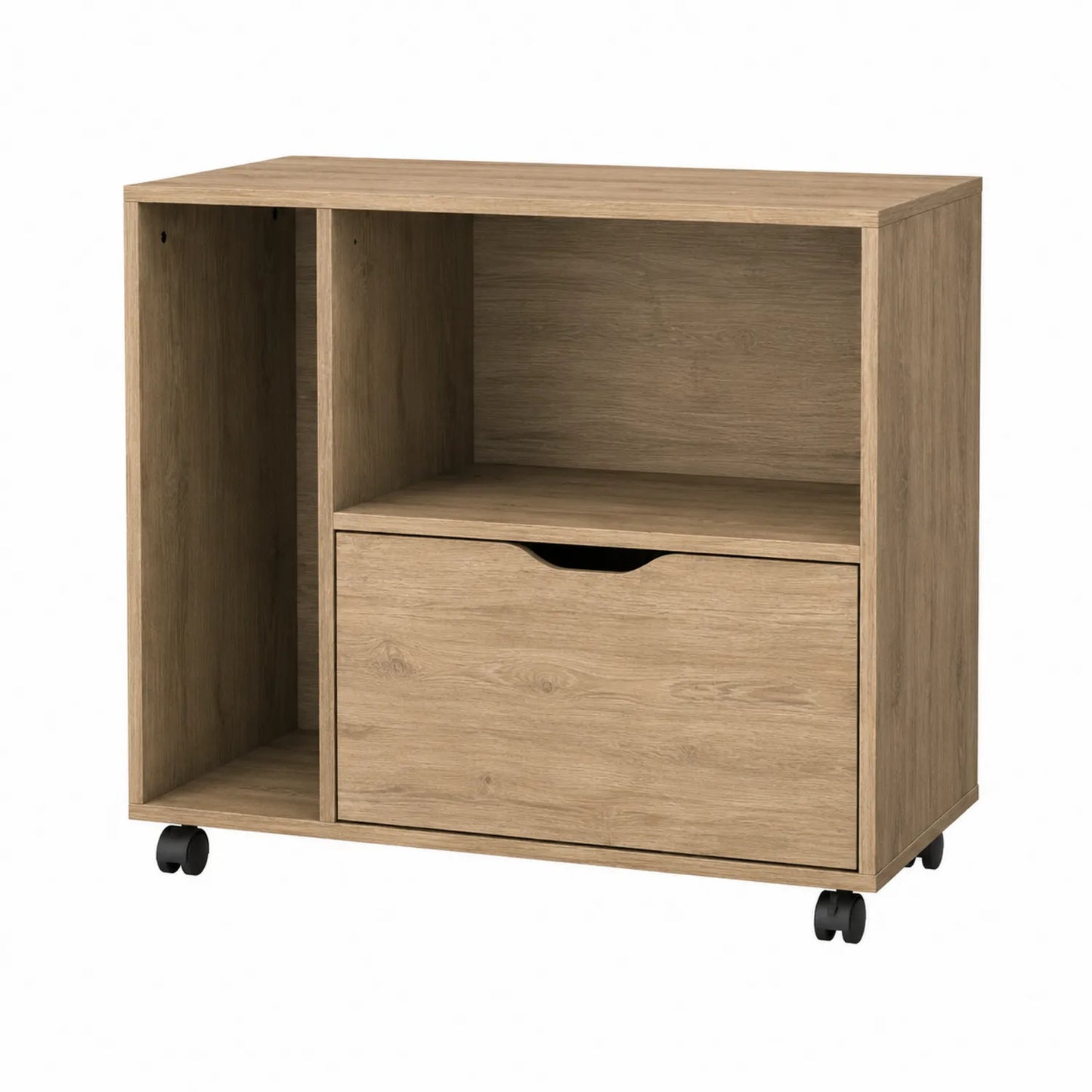 Holzschrank mit Schublade und Rollen Eiche Braun